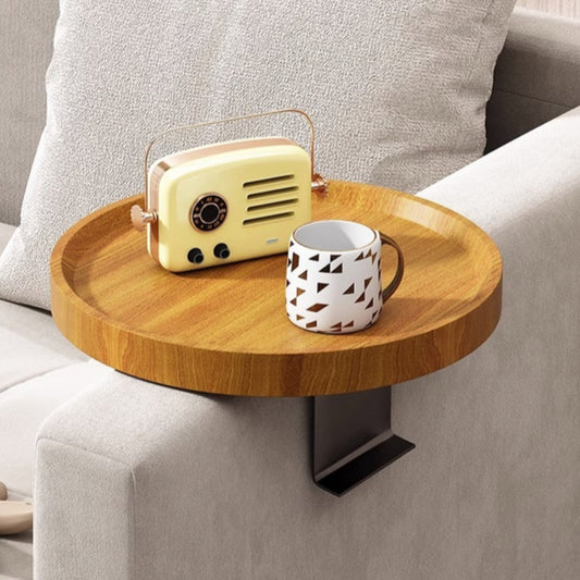 Walnut Clip-On Sofa Armrest Tray