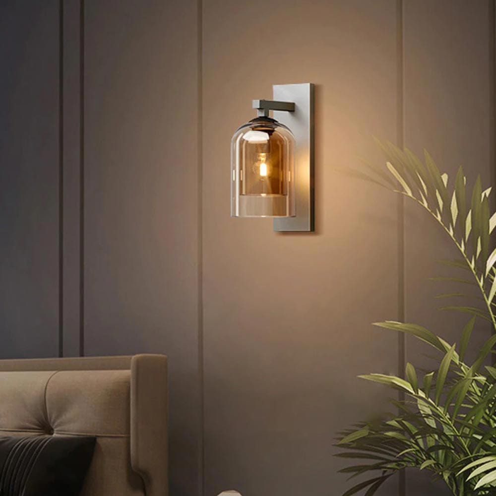 Contemporary Smoked Glass Wall Lamp