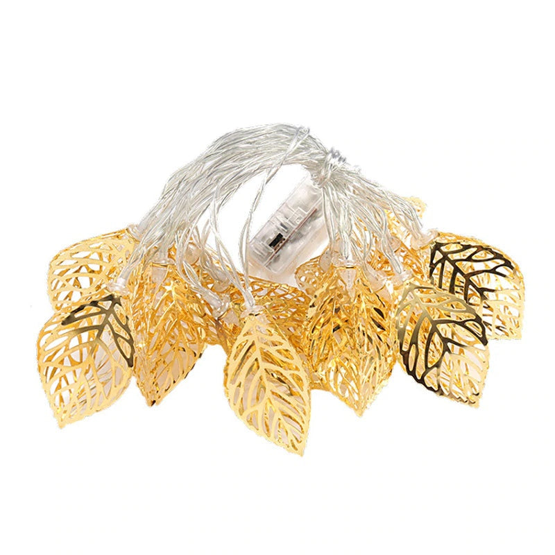 Golden Leaf Fairy Lights with USB or Battery Power