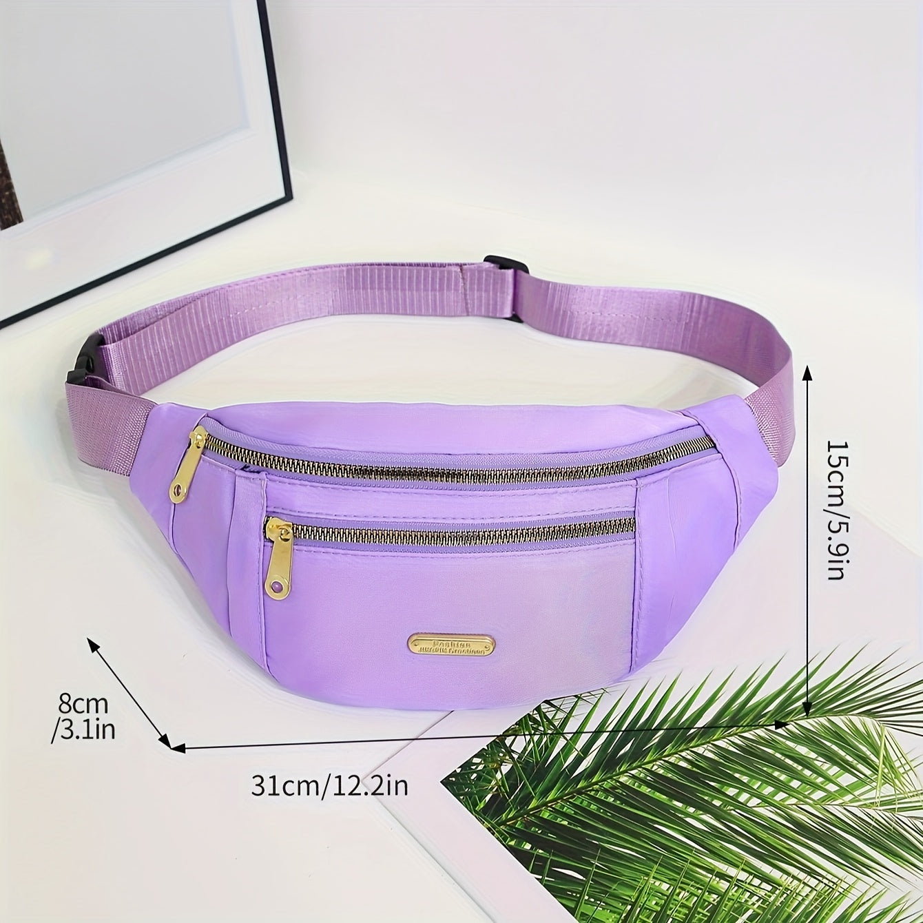 Lightweight Nylon Hip Pouch with Adjustable Strap and Zippered Pockets