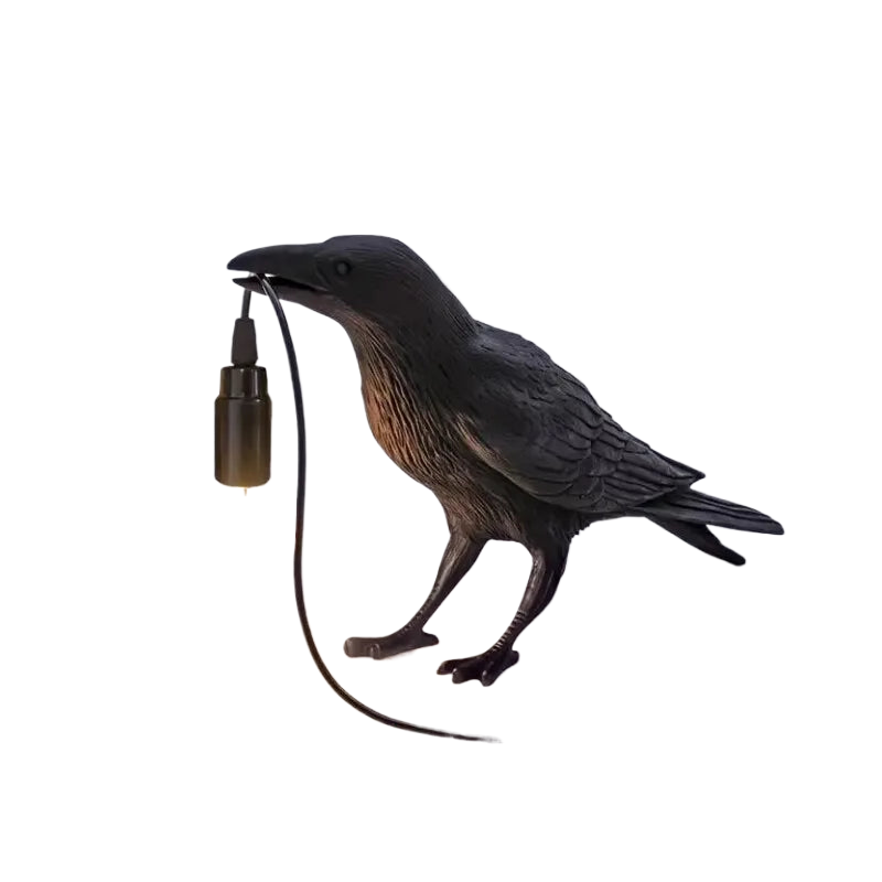 Gothic Raven Vintage Resin Bird Lamp with E14 Socket and LED Bulb