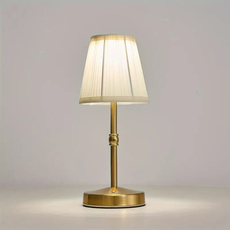 Wireless Rechargeable Table Lamp with Linen Shade and Brass Base