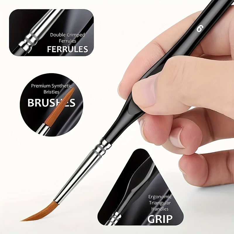 Precision Detail Brush with Ergonomic Handle for Acrylic, Oil, and Watercolor Painting