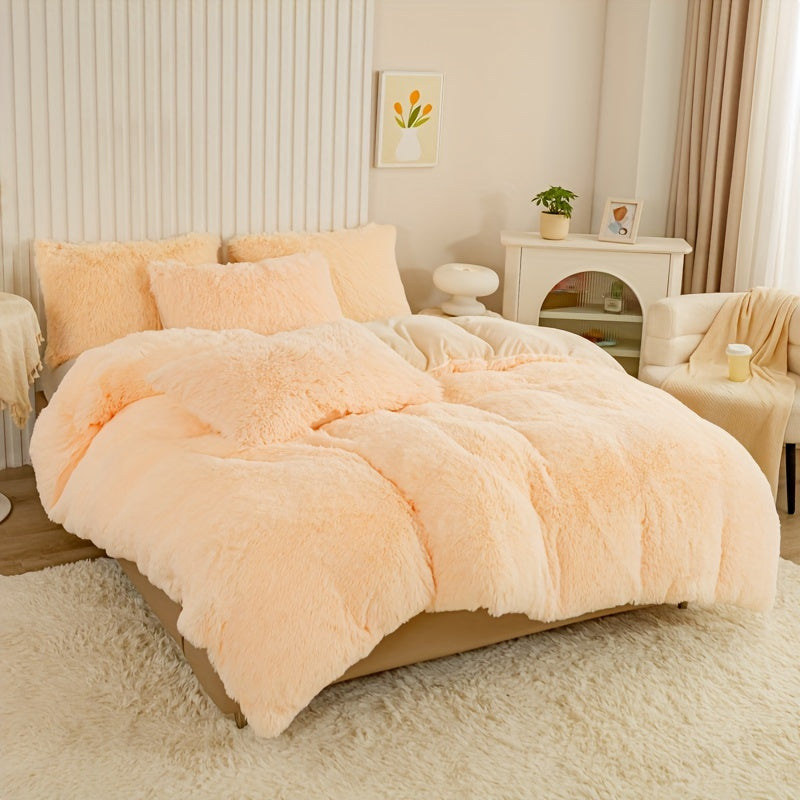 Ultra Soft Plush Duvet Cover Set with Zipper Closure