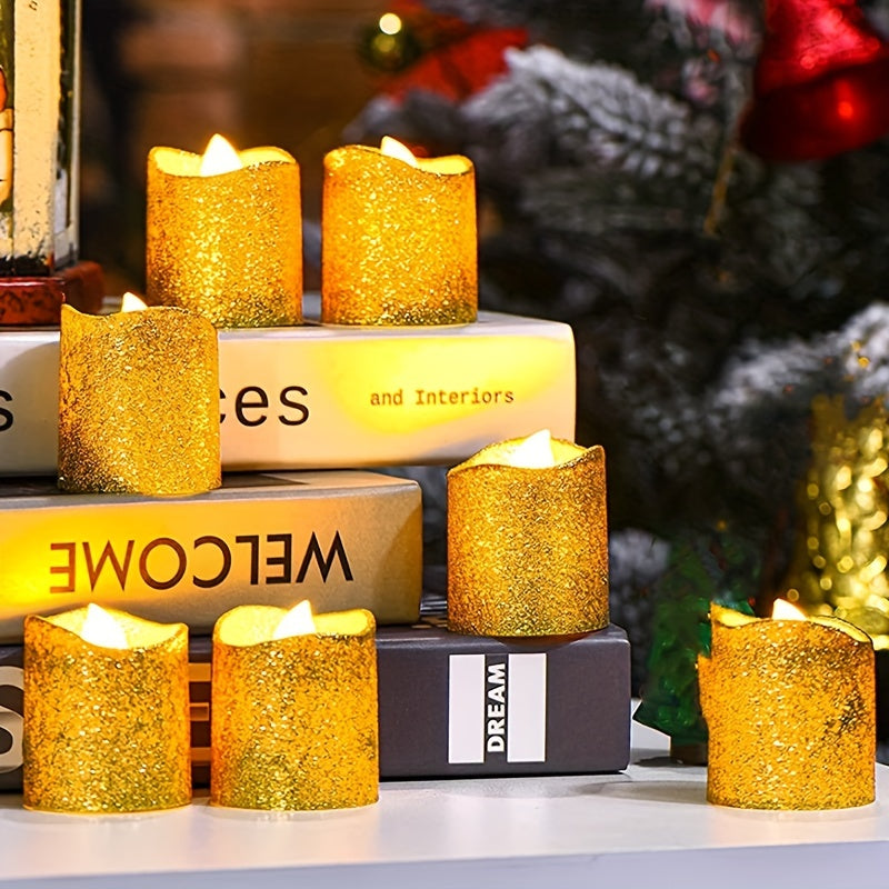 Glossy LED Flameless Candles with Glitter Finish