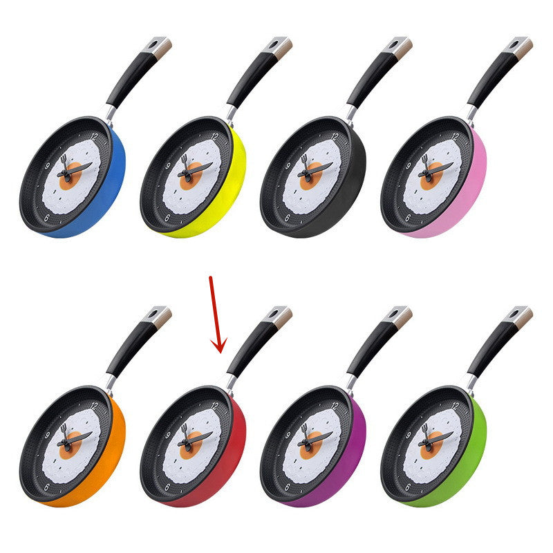 Cartoon Egg Frying Pan Wall Clock