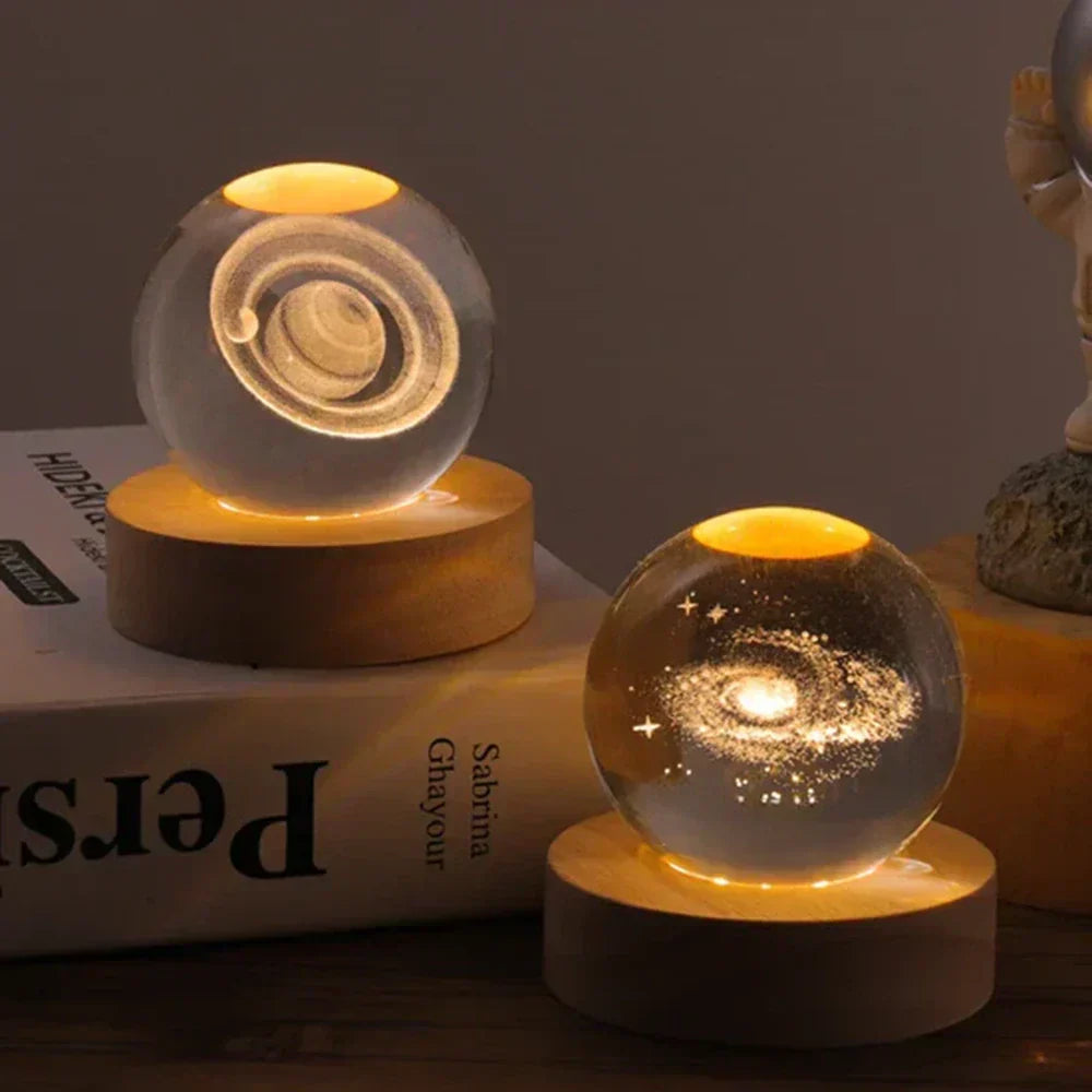 3D Engraved Crystal Sphere Night Light