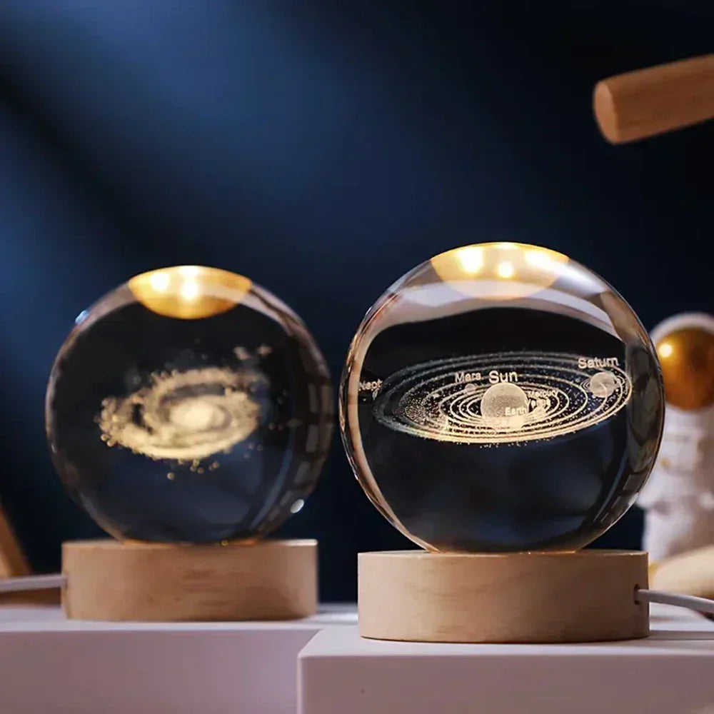 3D Engraved Crystal Sphere Night Light