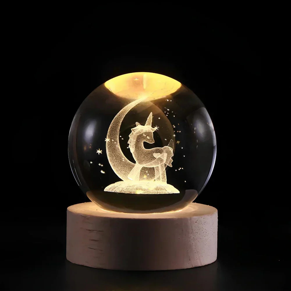 3D Engraved Crystal Sphere Night Light