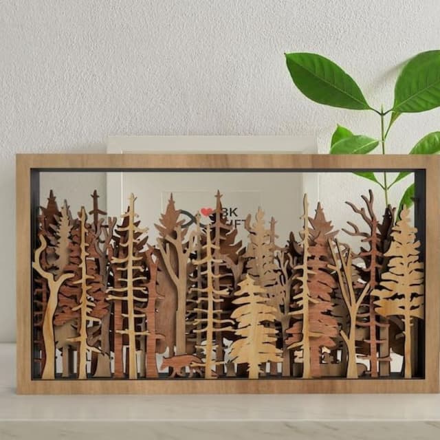 3D Wooden Fox and Tree Wall Art
