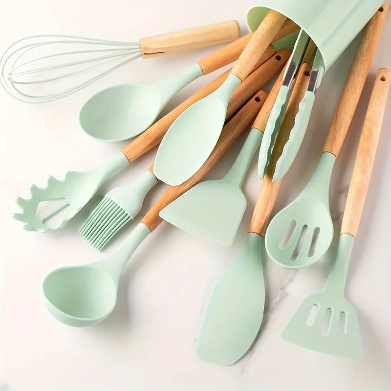 12-Piece Silicone and Wood Kitchen Utensil Set