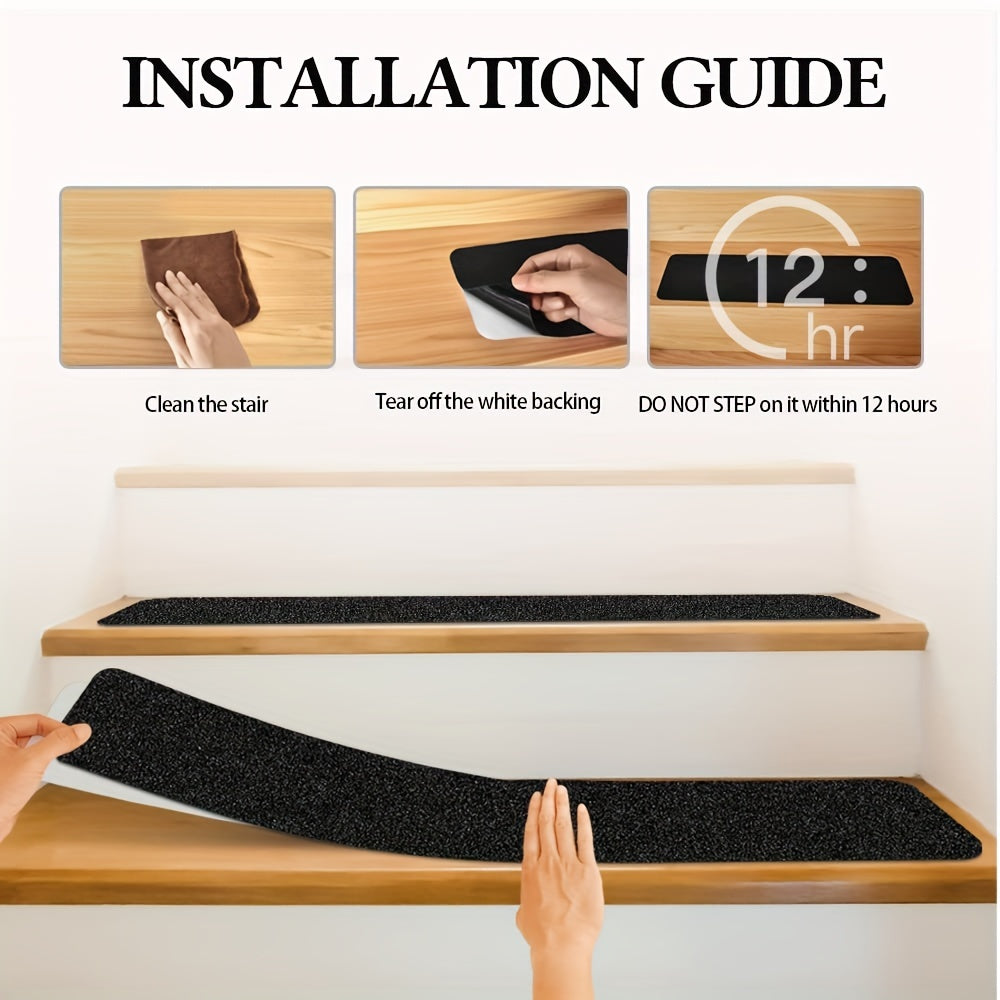 Anti-Slip Rubber Stair Tread Strips 80-Grit for Indoor Outdoor Use