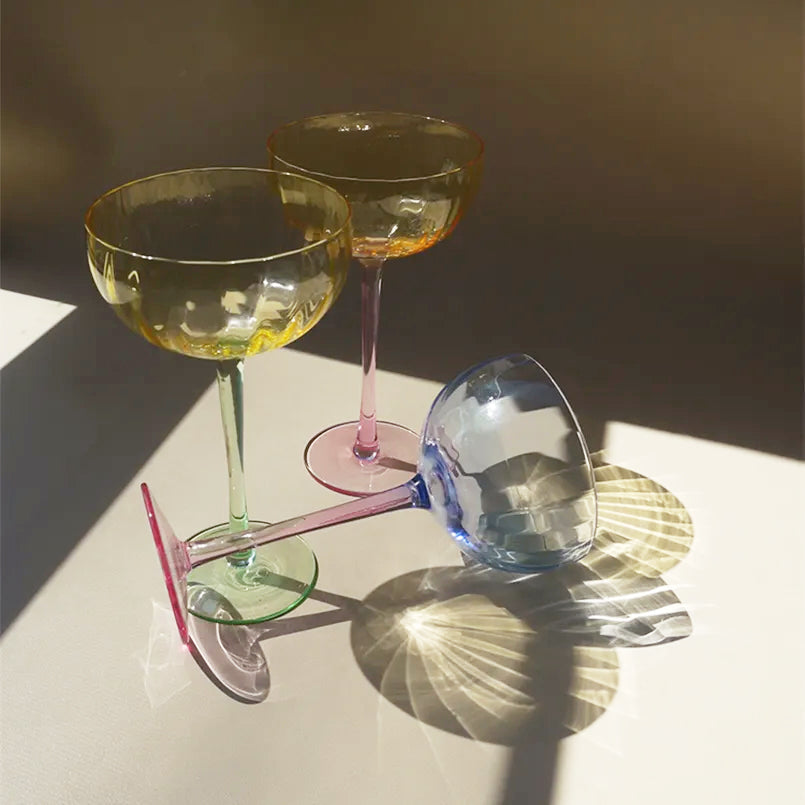 Colored Pumpkin-Shaped Crystal Champagne Glasses