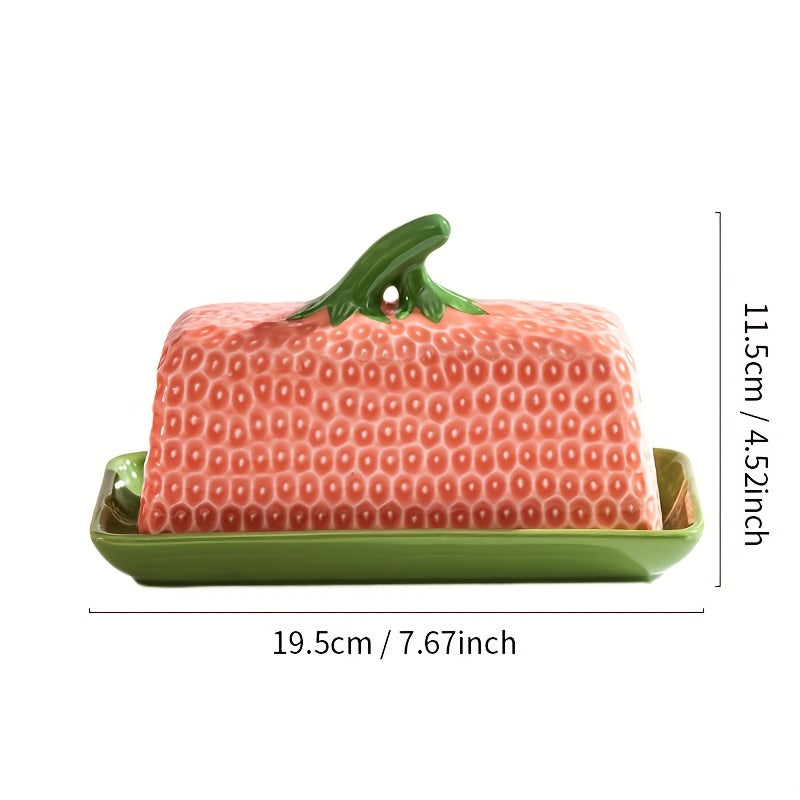 Strawberry Ceramic Butter Dish with Lid