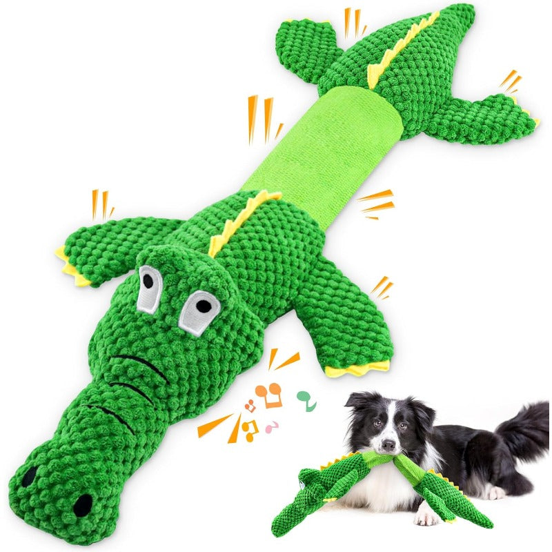 Durable Crocodile Dog Toy with Squeaker for Interactive Play