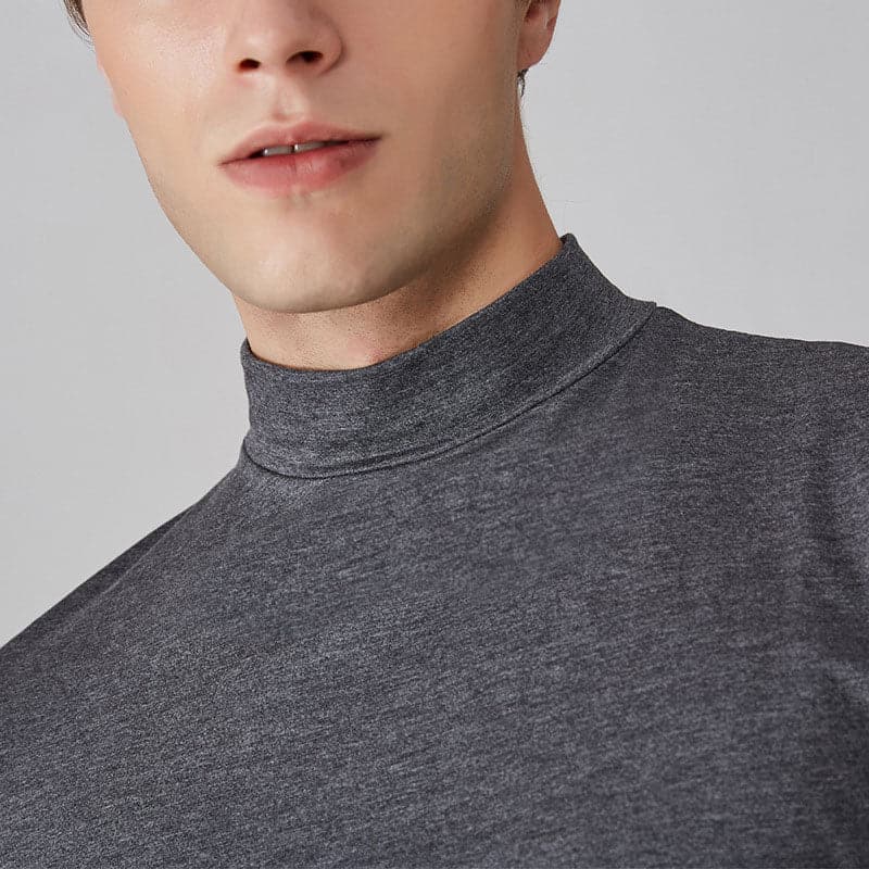 Men's Slim Fit High Collar T-Shirt in Breathable Cotton Blend