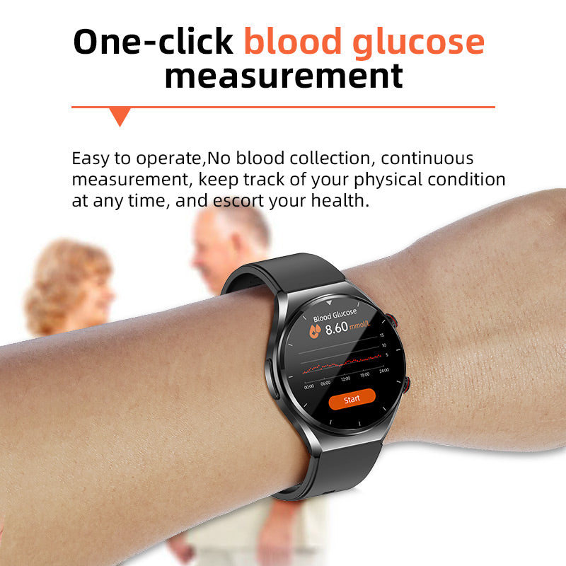Smart Health Watch with Blood Glucose, Blood Pressure, ECG, and Heart Rate Monitor