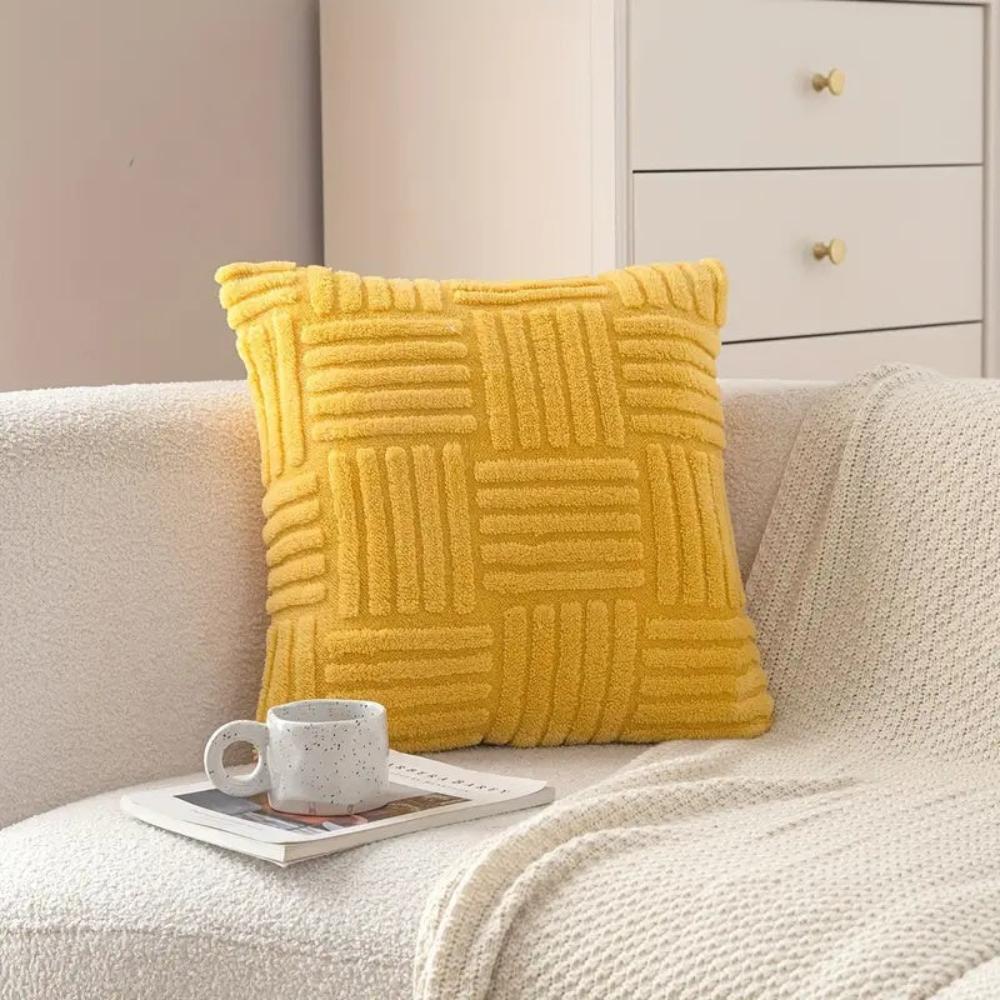 Plush Faux Fur Striped Cushion Cover
