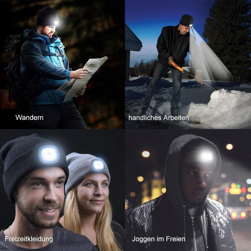 LED Headlamp Beanie Hat with Removable Light