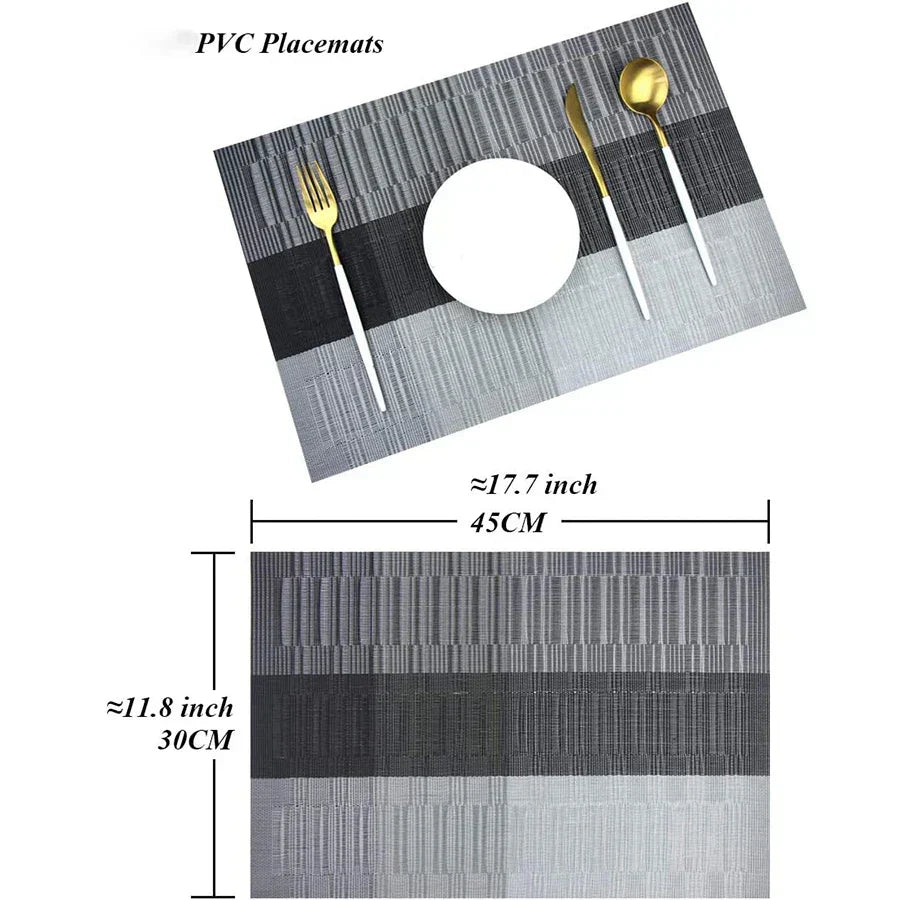 Washable Heat-Resistant PVC Table Mats - Set of 4
