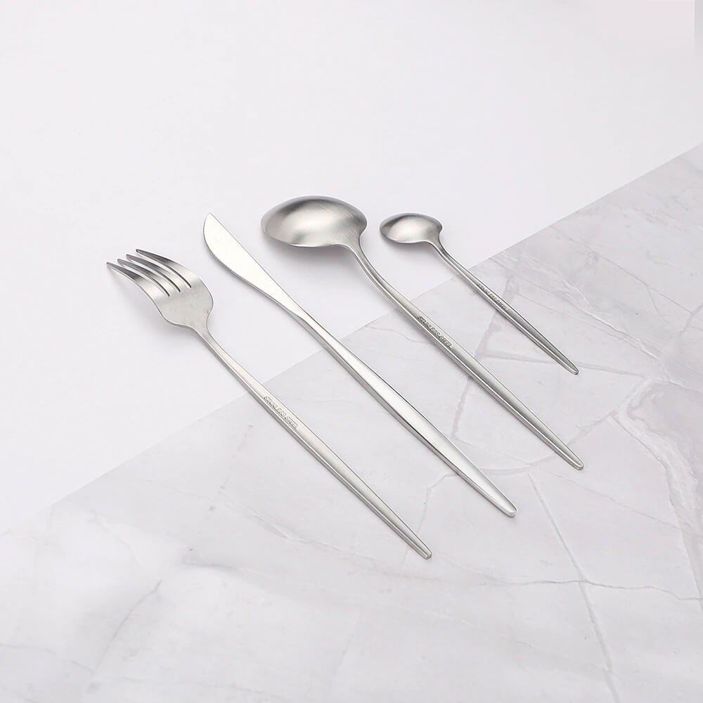 Contemporary Silver Stainless Steel Cutlery Set