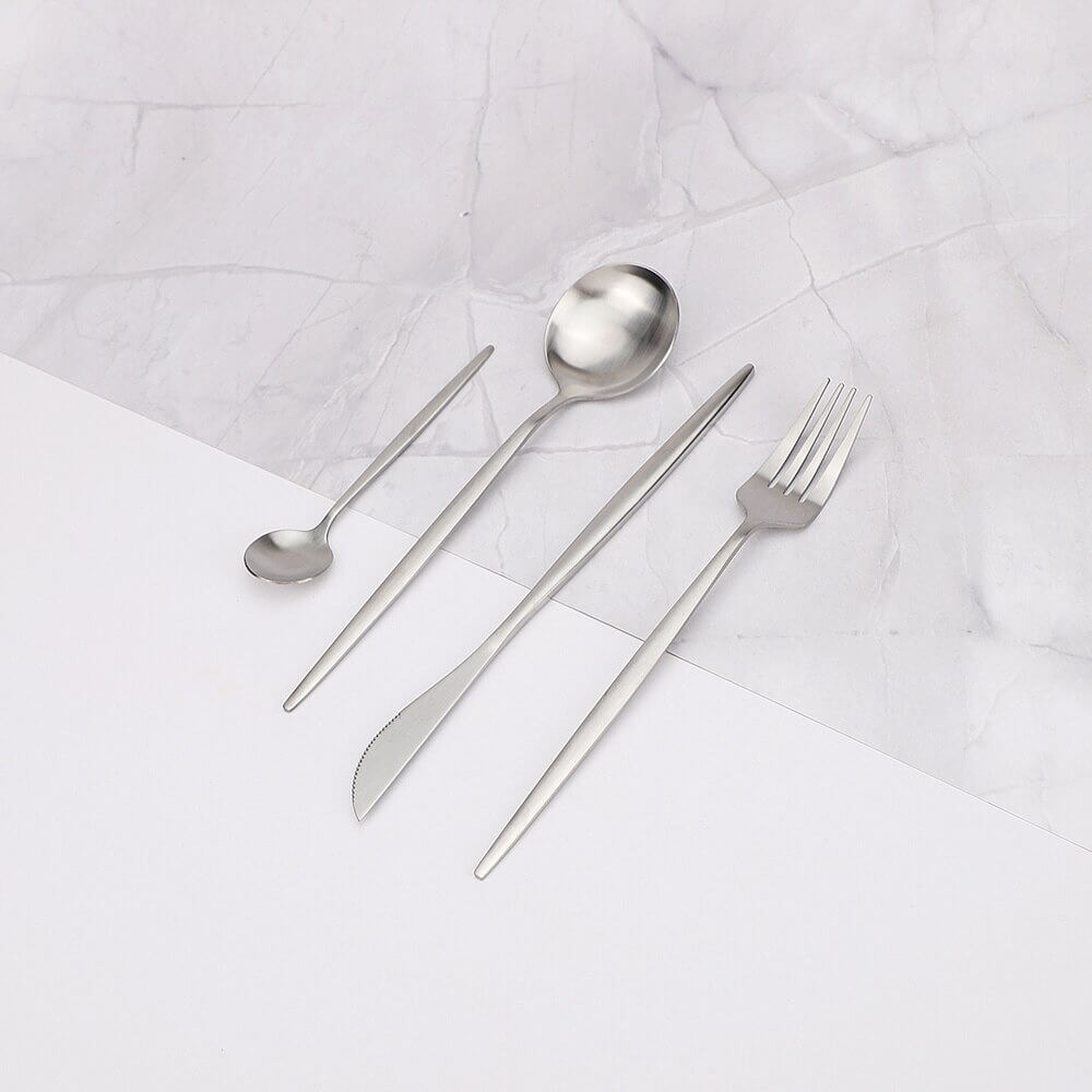 Contemporary Silver Stainless Steel Cutlery Set