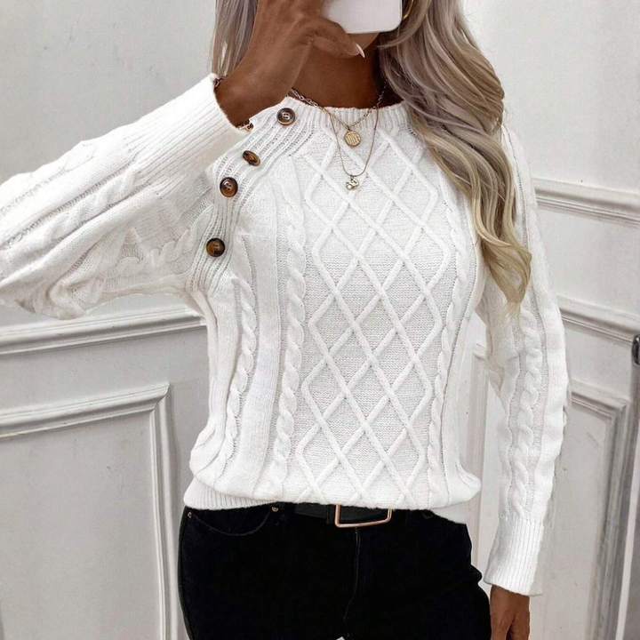 Clara | Button-Detail Cable-Knit Sweater