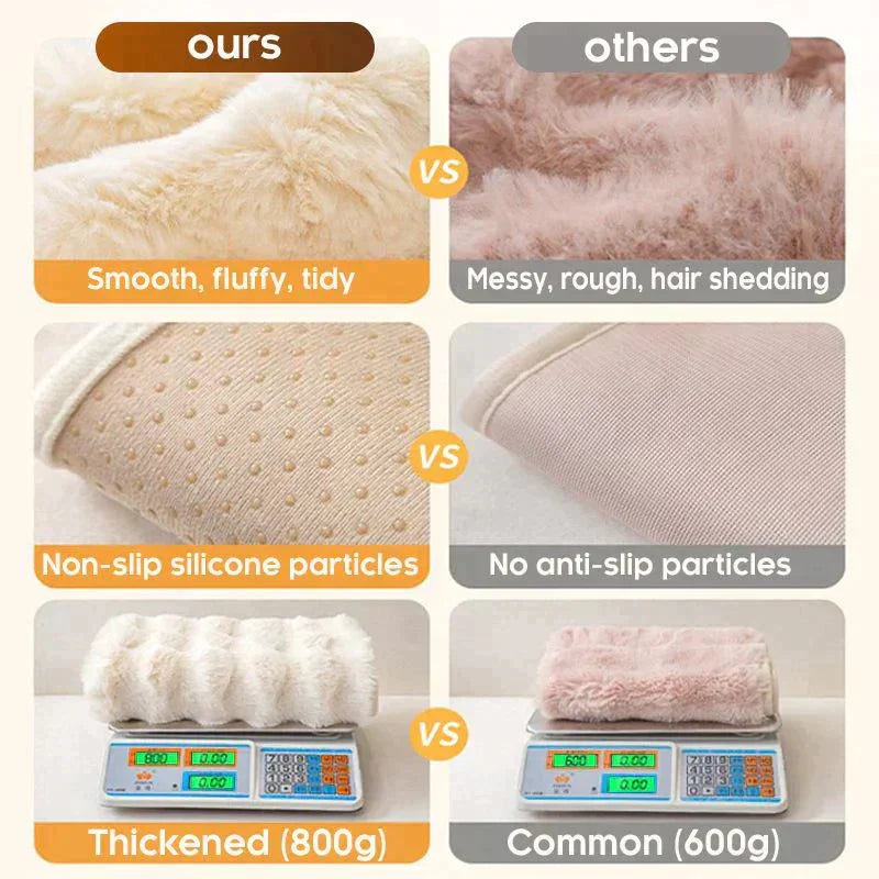 Rabbit Fleece Non-Slip Sofa Cover - Machine Washable Plush Protector