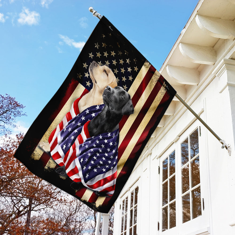 Black and Yellow Labrador Retriever Flag - American Patriot Design, Double-Sided Canvas, 3-Day Shipping