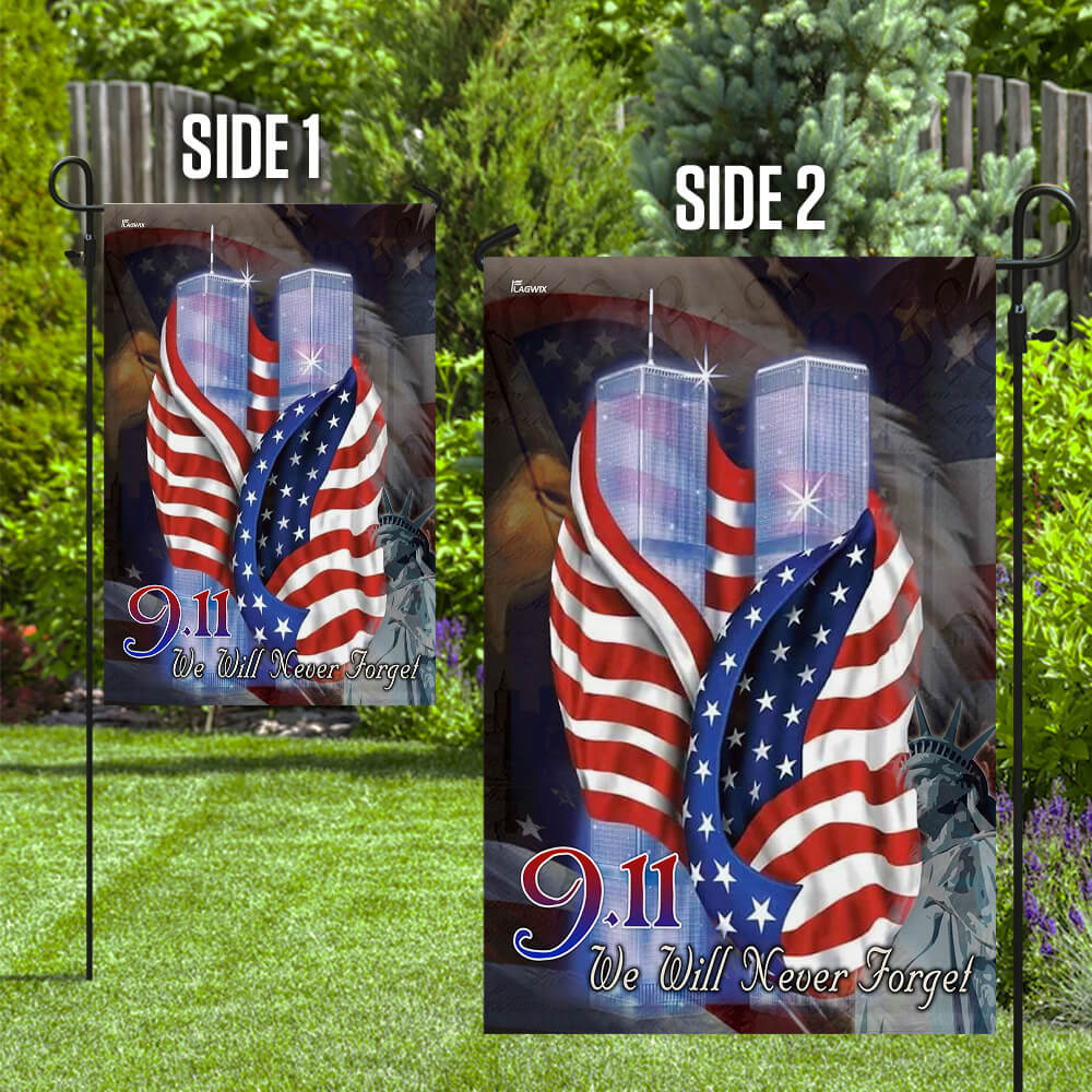 September 11th Never Forget Patriotic Flag - Double-Sided Canvas