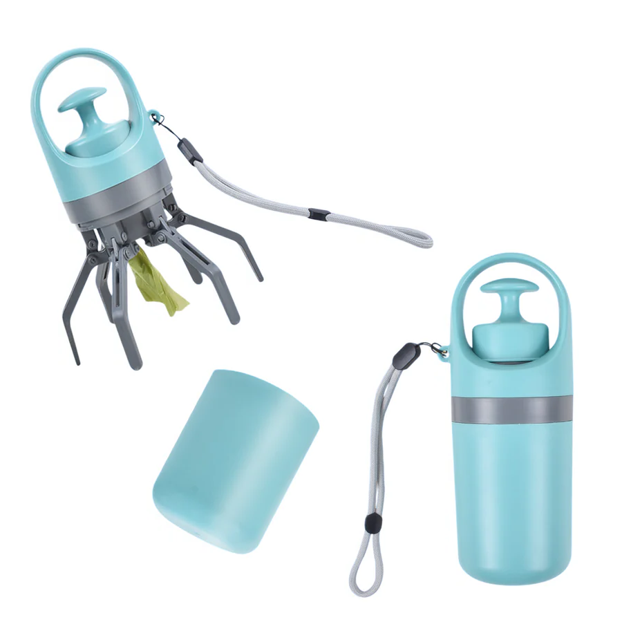 Portable Hands-Free Pooper Scooper with Claw Grip and Bag Dispenser