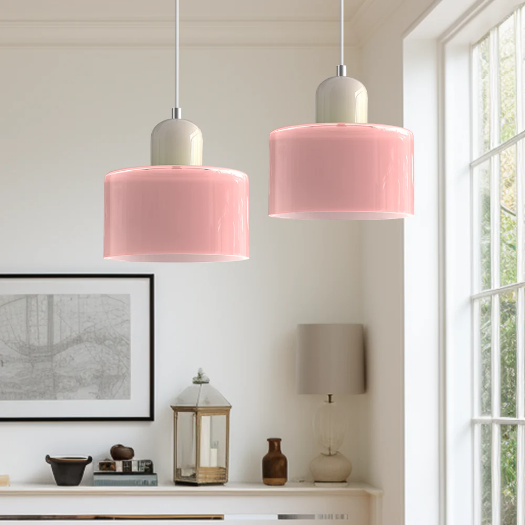 Retro Glass Shade Hanging Lamp with Adjustable Cable