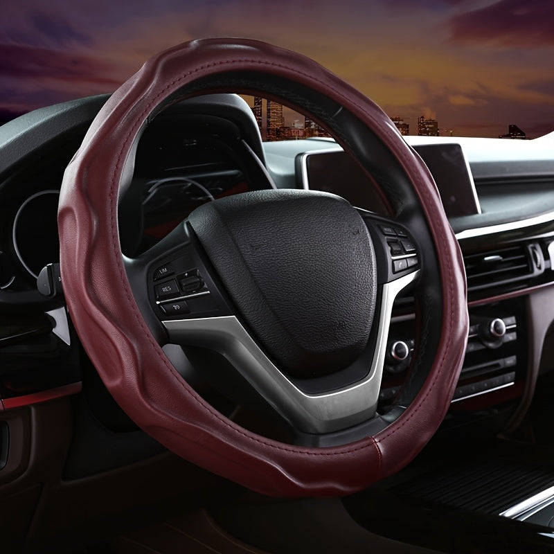 PU Leather Ergonomic Steering Wheel Cover with Non-Slip Grip