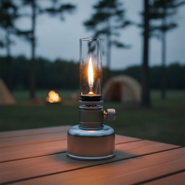 Mini Gas Flame Torch Table Lamp - Adjustable Aluminum Outdoor Lighting