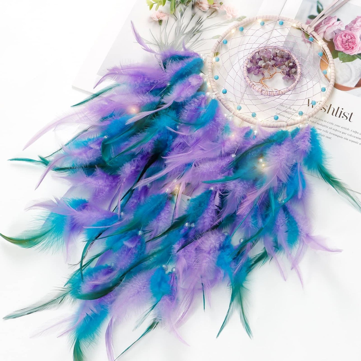 Crystal Tree of Life Dreamcatcher with Natural Gemstones