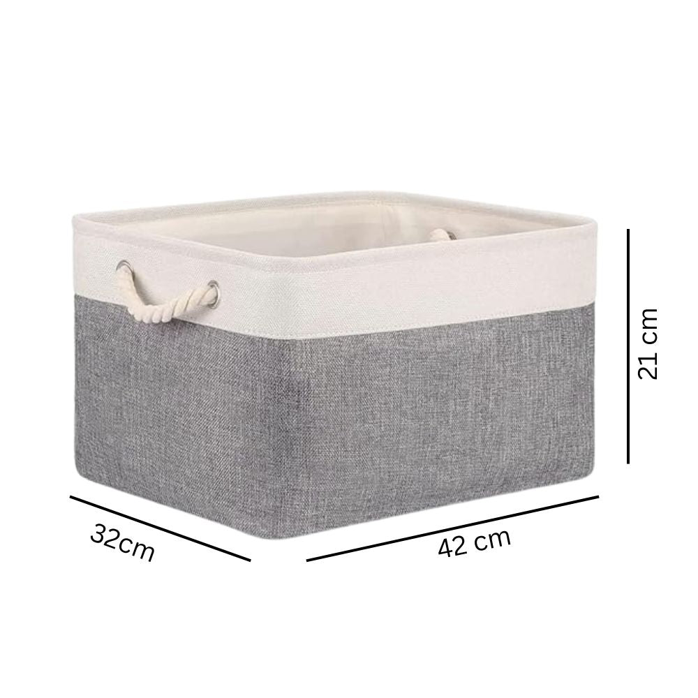 Foldable Cotton Linen Storage Basket with Rope Handles
