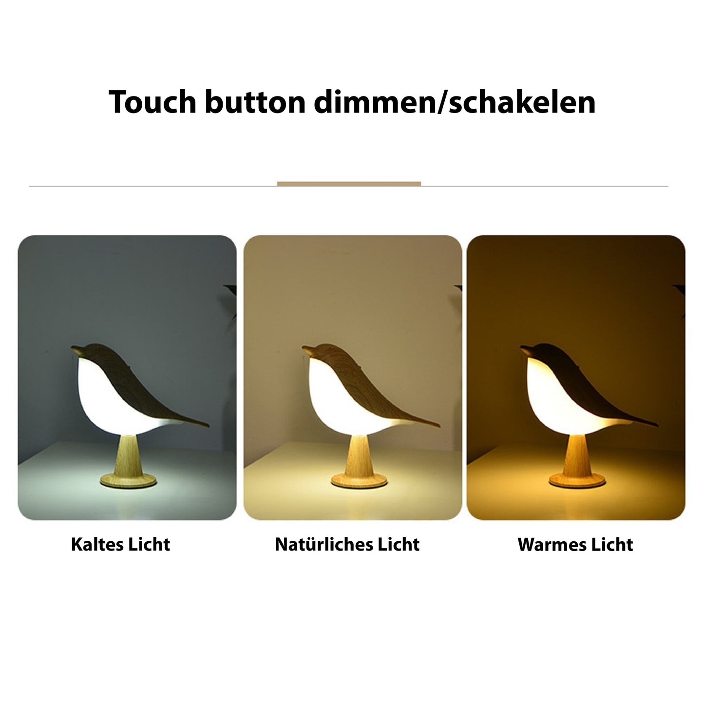 Contemporary Bird Design LED Table Lamp with Fabric Shade