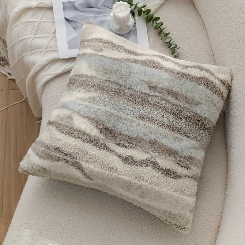 Double-Sided Marble Plush Cushion Cover