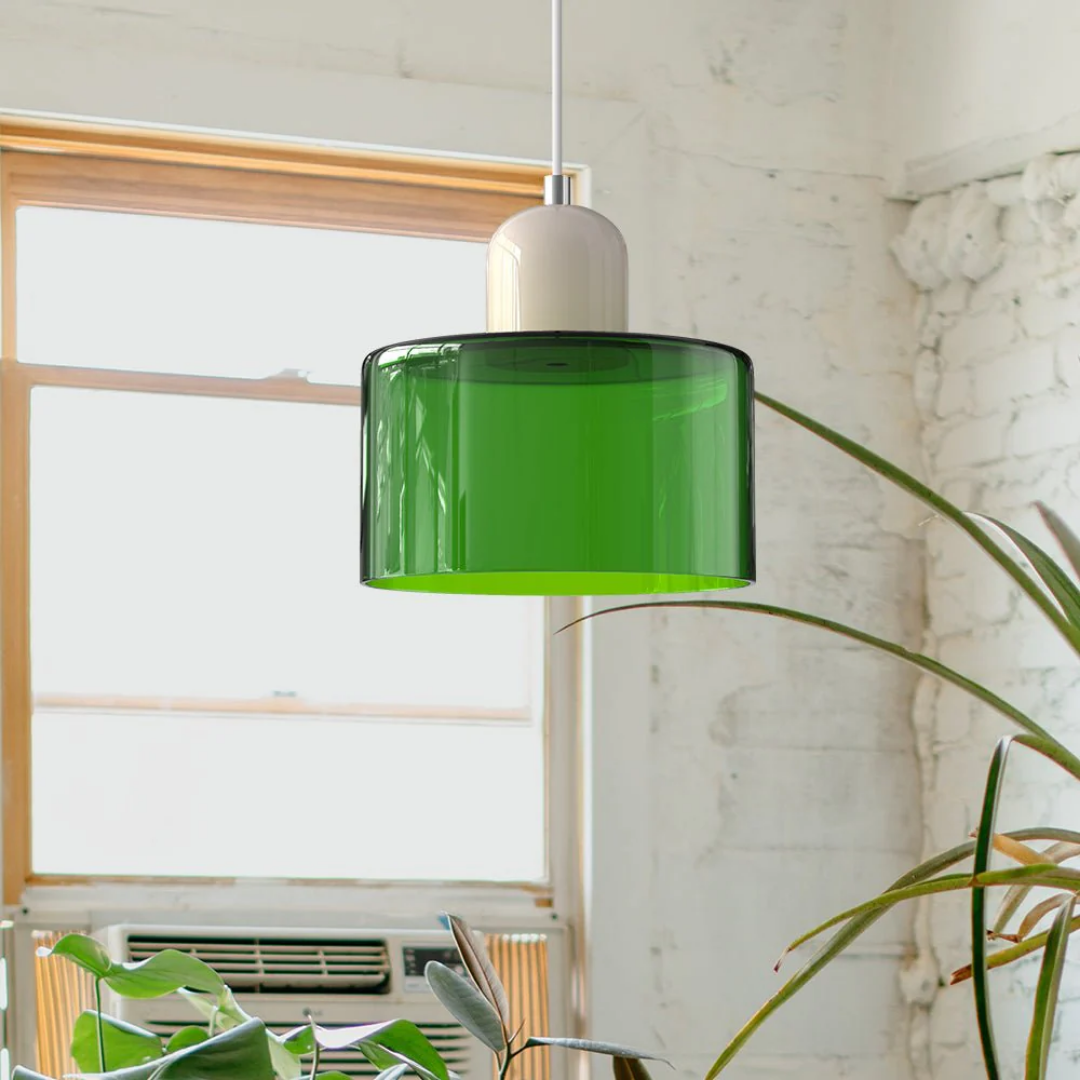 Retro Glass Shade Hanging Lamp with Adjustable Cable