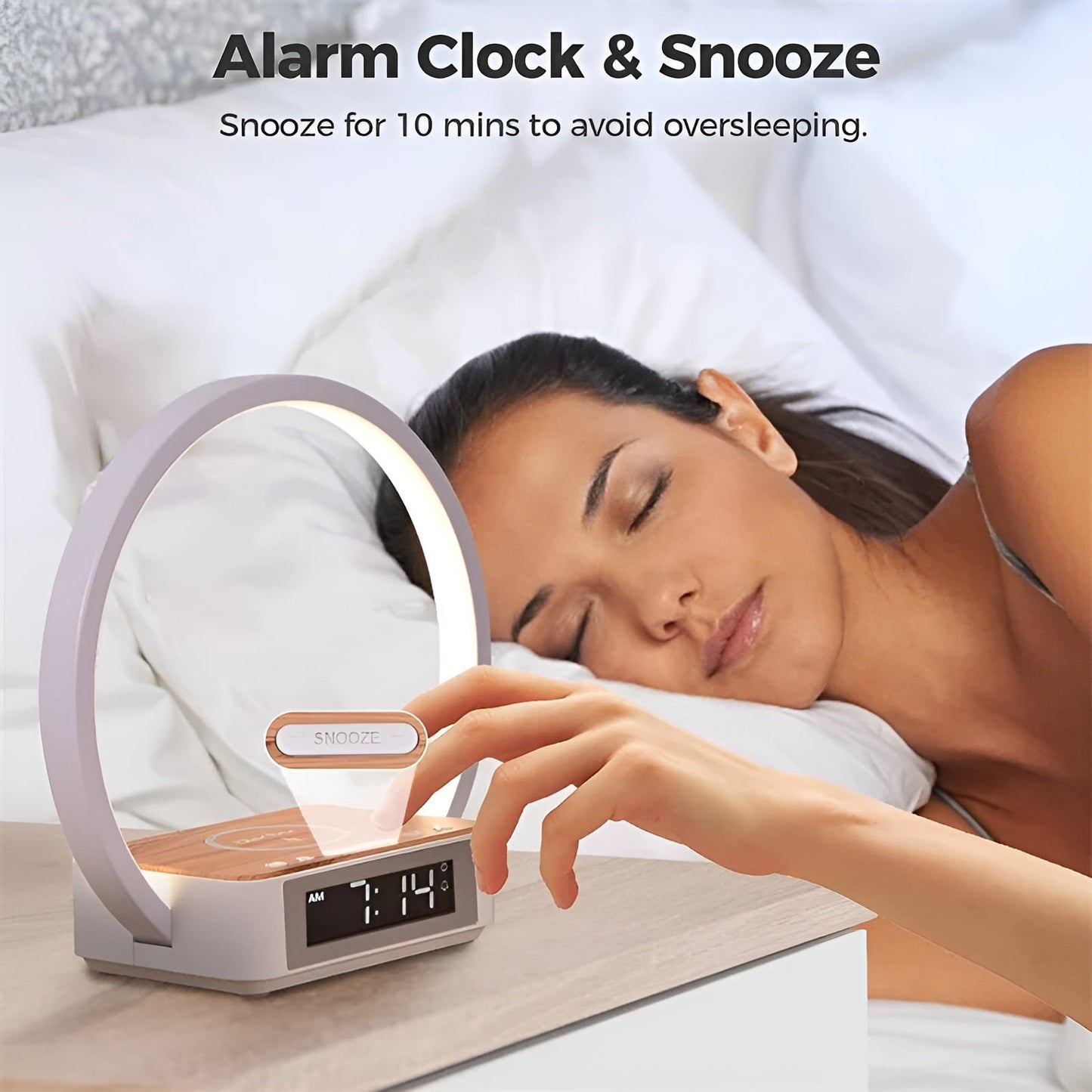 3-in-1 LED Table Lamp with Wireless Charger and Alarm Clock