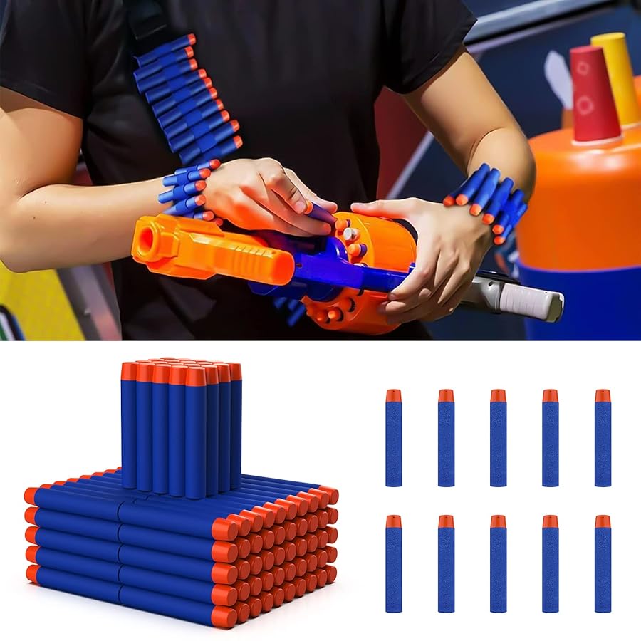 200 Soft Foam Darts for Nerf Blasters with Wrist Straps and Storage Bag