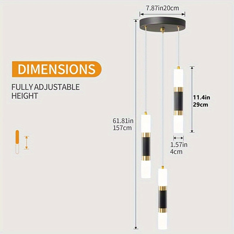Modern Black and Gold Dimmable Mini Pendant Light - 2-Light or 3-Light Options