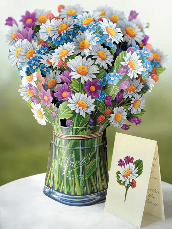 Realistic Pop-up Flower Art with Free Greeting Card