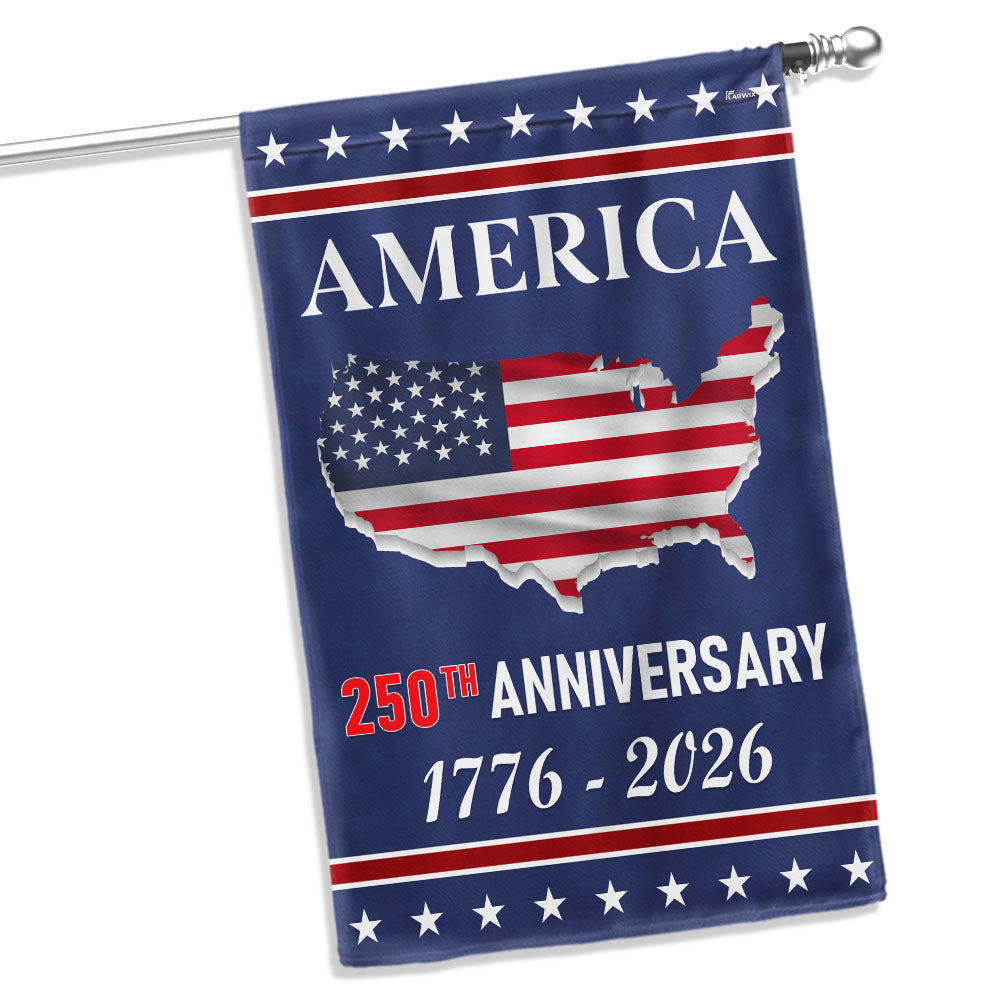 American Flag 250th Anniversary Map Flag Double-Sided Patriotic Decor