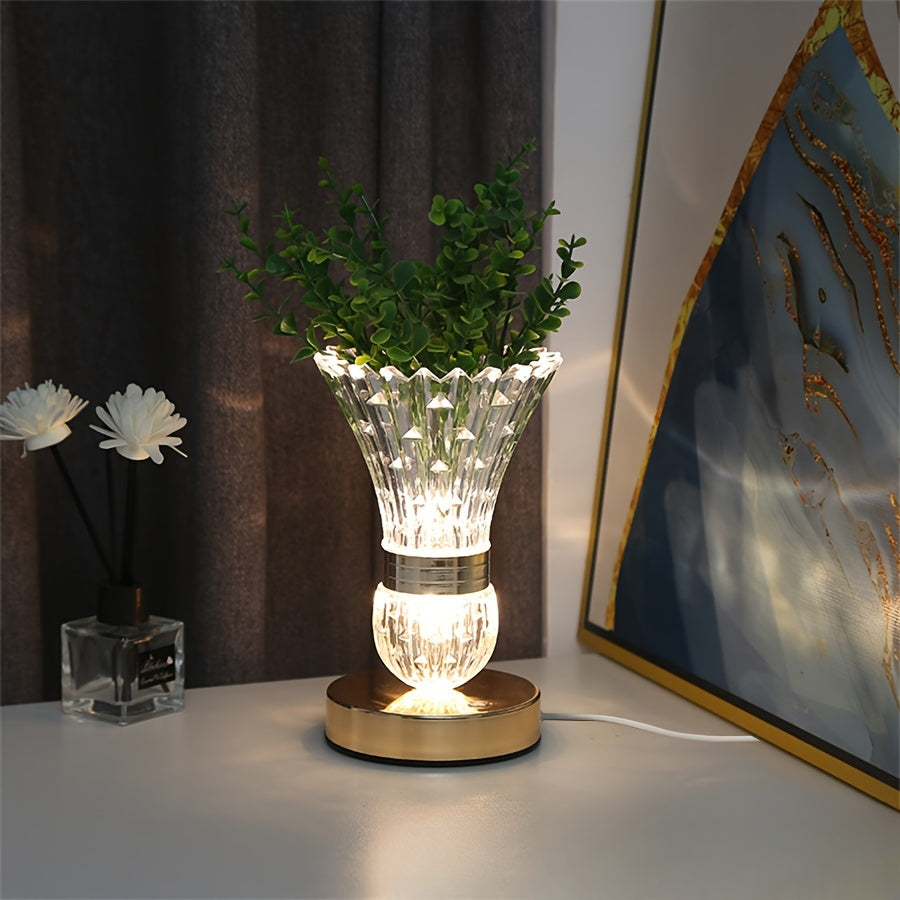 Dimmable LED Crystal Table Lamp with USB Connection