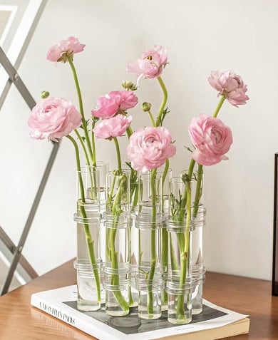 Adjustable Glass Tube Flower Vase with Hinges