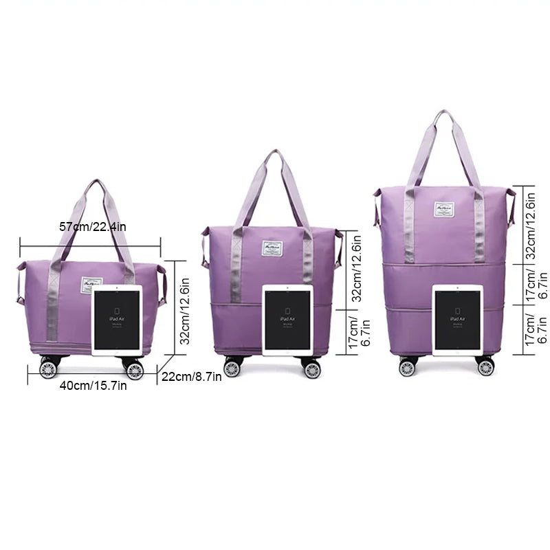 Expandable Travel Bag with Universal Wheels - Durable Waterproof Fabric