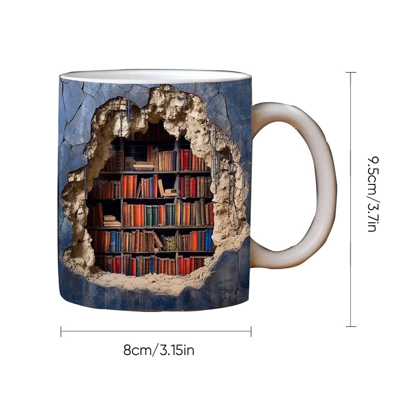 3D Ceramic Library Mug for Book Lovers