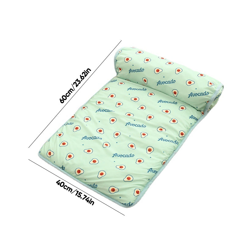 Cooling Silk Mat for Dogs and Cats with Cushion, Machine Washable