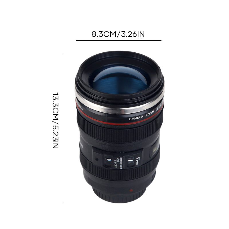 Camera Lens Coffee Mug Insulated Travel Cup for Photographers